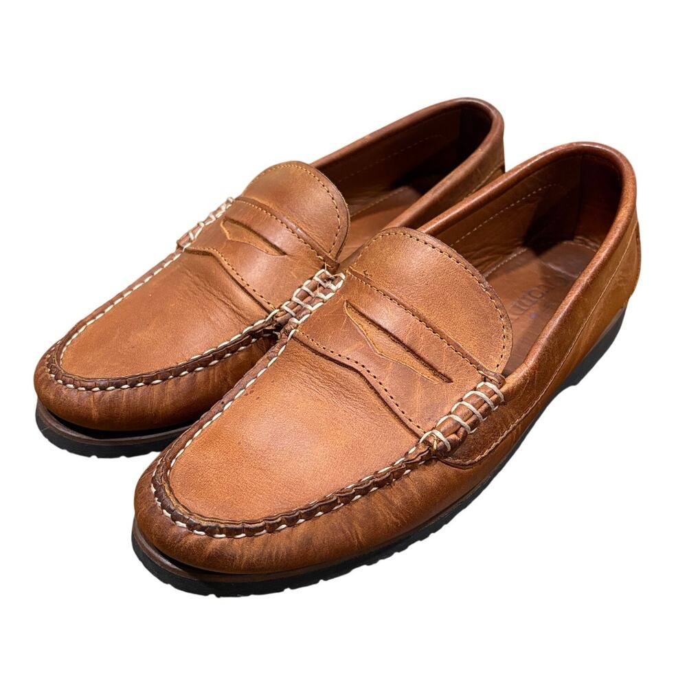Quoddy Mens 8.5 Rover Penny Loafer Moccasin Brown Leather Vibram Lug Sole